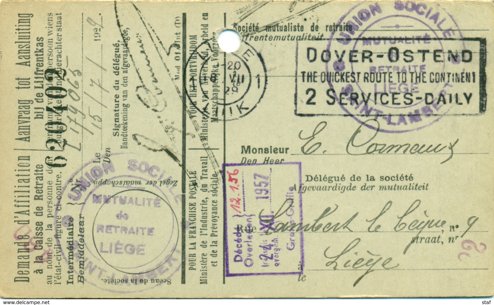 Dover-Ostend The Quickest Route To The Continent 2 Services-daily  : 1929 - Flammes