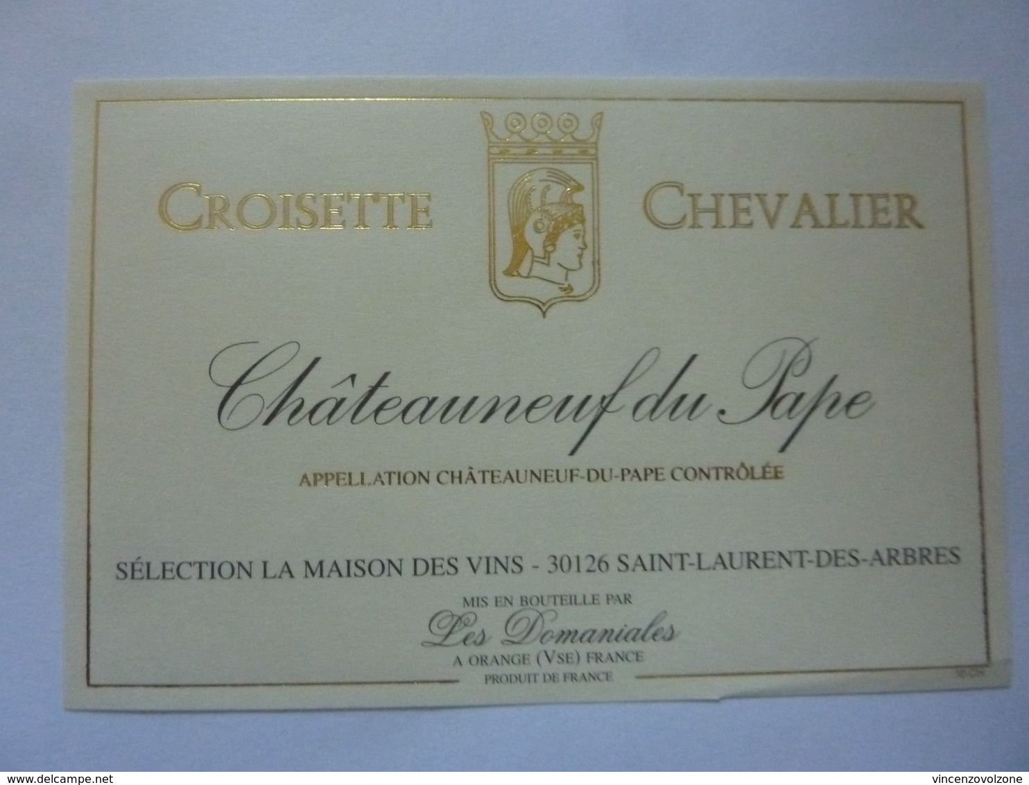 Etichetta "CROISETTE  CHEVALIER CHATEAUNEUF DU PAPE" - Côtes Du Rhône