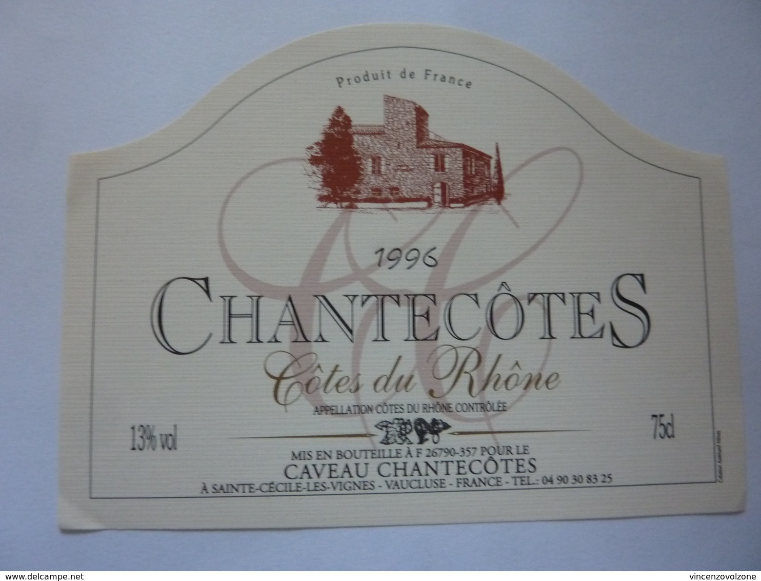 Etichetta "Chantecotes 1996" - Côtes Du Rhône