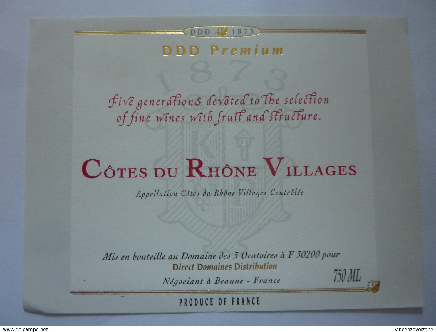 Etichetta "COTES DU RHONE VILLAGES" - Côtes Du Rhône