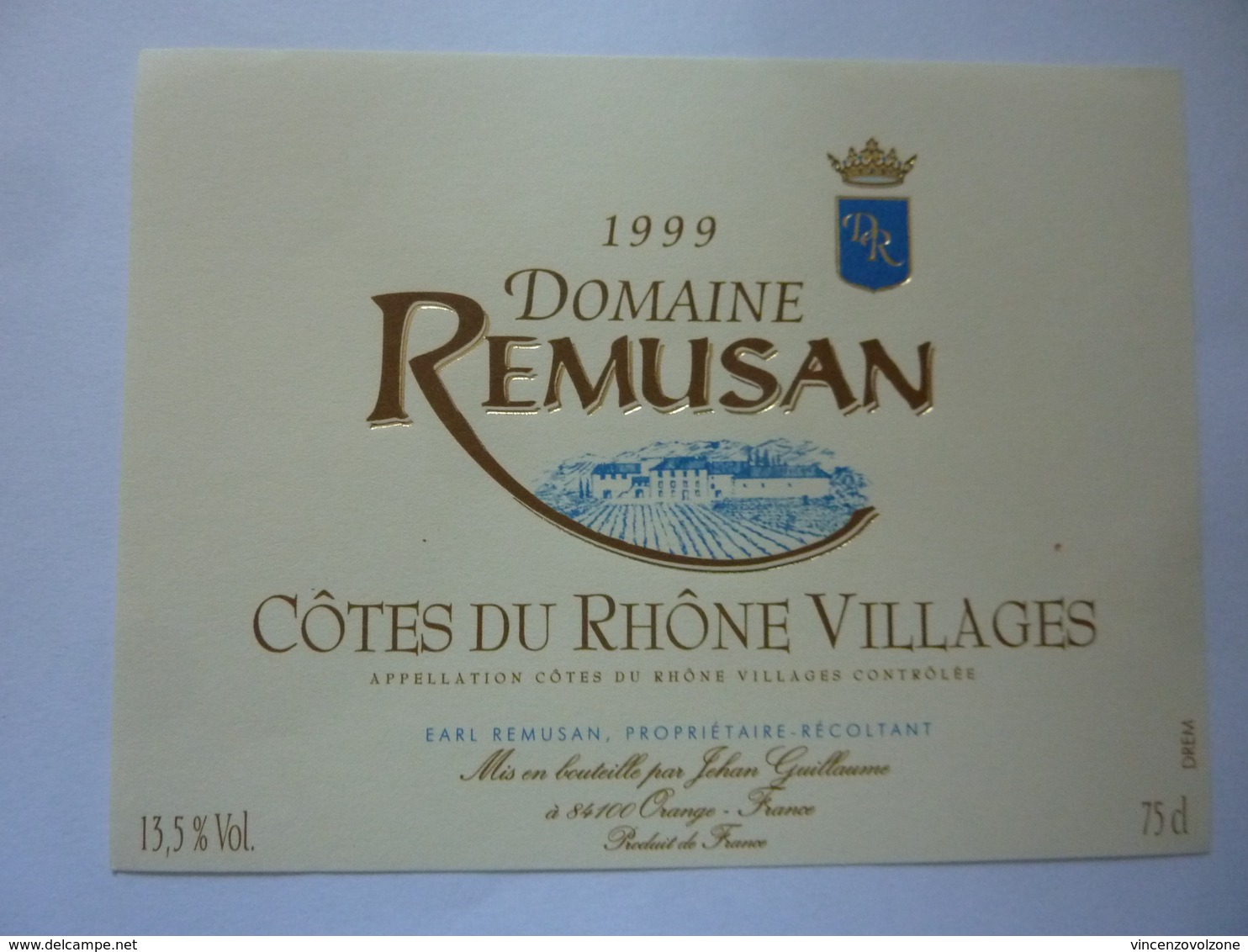 Etichetta "DOMAINE REMUSAN 1999 COTES DU RHONE VILLAGES" - Côtes Du Rhône