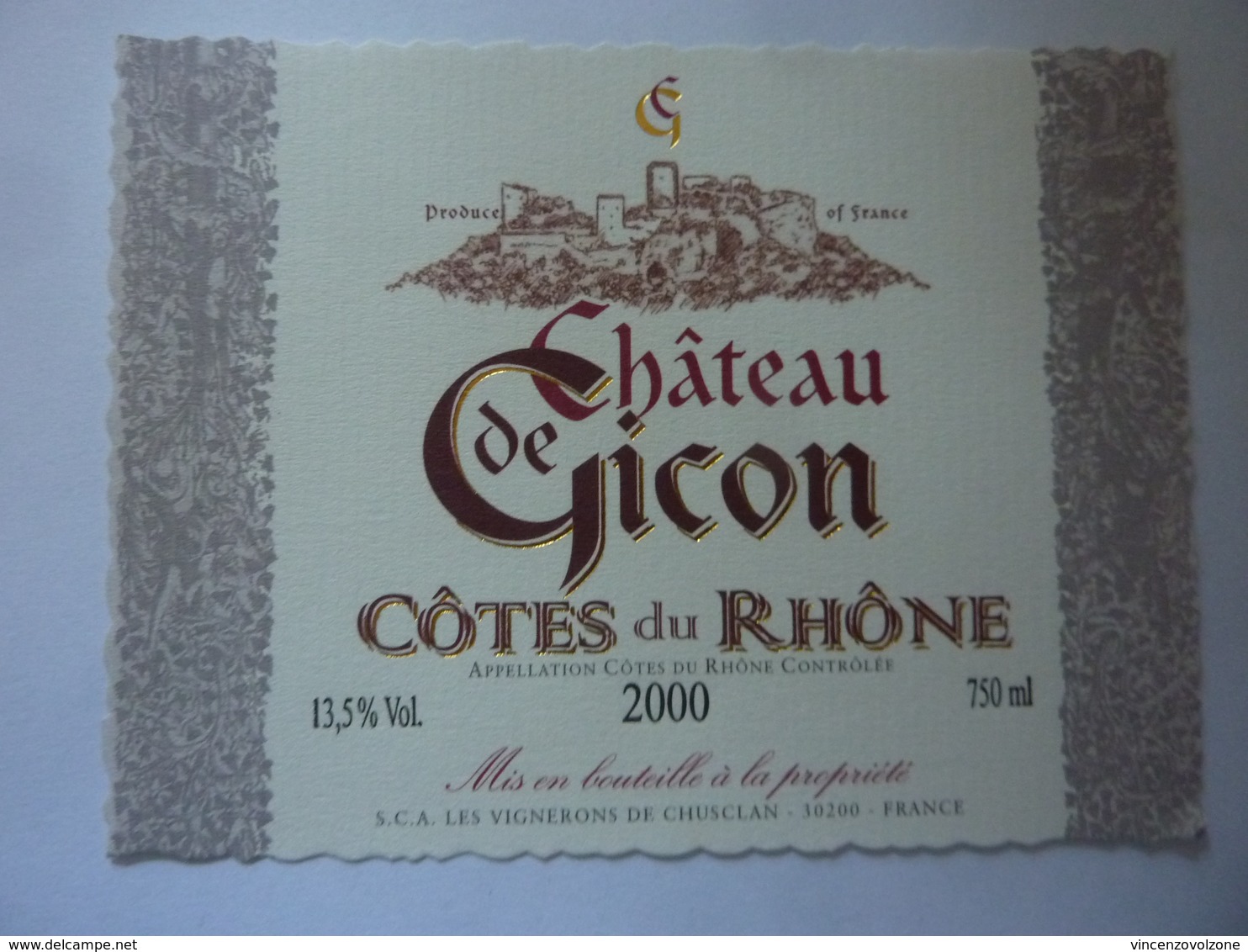 Etichetta "CHATEAU DE GICON 2000" - Côtes Du Rhône