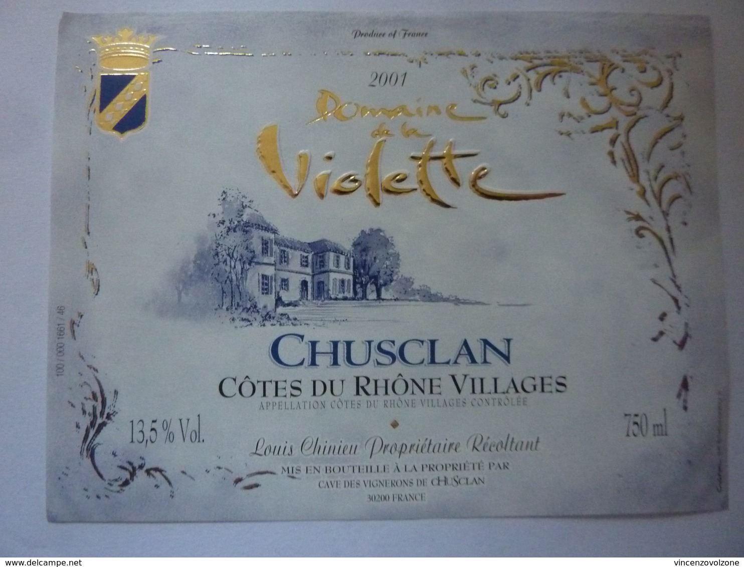 Etichetta "Domaine De  LA VIOLETTE CHUSCLAN 2001" - Côtes Du Rhône