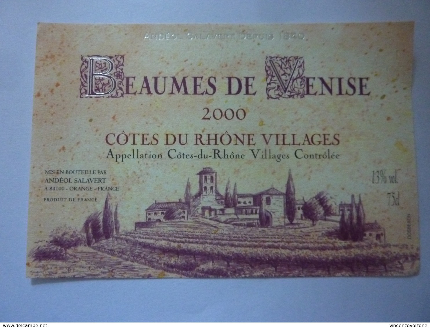 Etichetta "BEAUMES DES  VENISE 2000" - Côtes Du Rhône