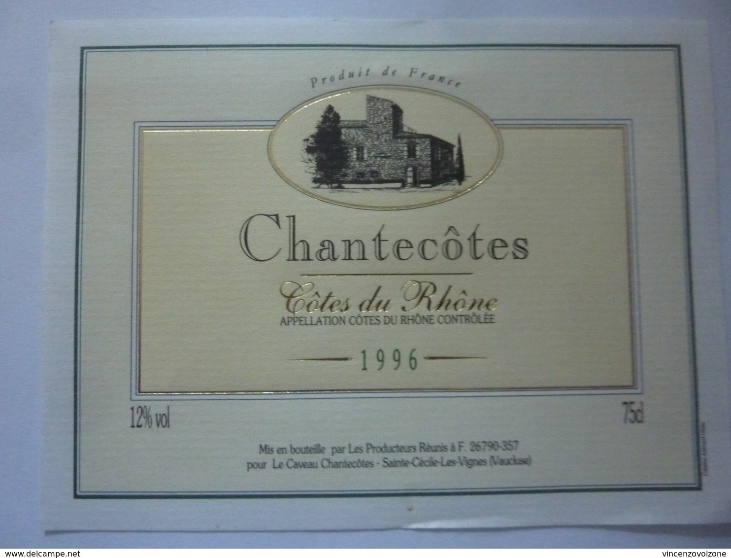 Etichetta "CHANTECOTES 1996" - Côtes Du Rhône