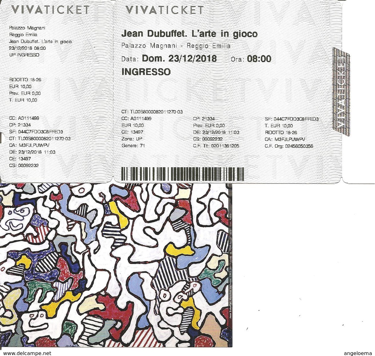 Biglietto - 2018 REGGIO E.  JEAN DUBUFFET L'arte In Gioco Mostra A Palazzo Magnani + Biglietto Sconto Catalogo - Biglietti D'ingresso