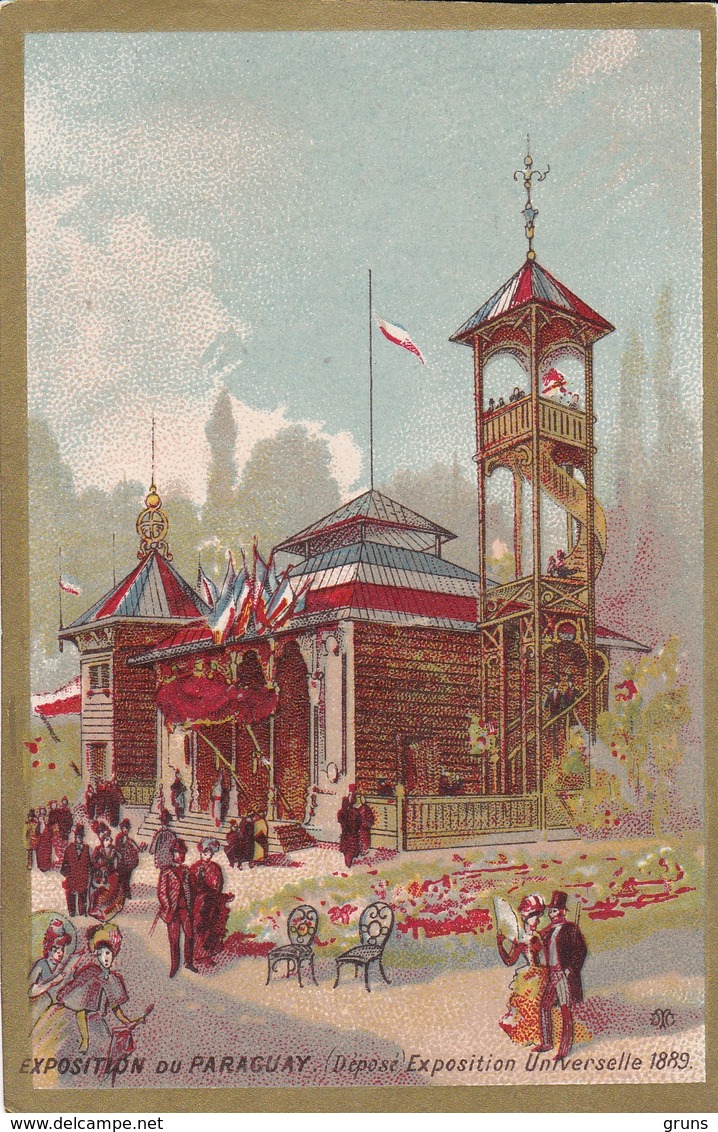 Chromo Dorée EXPOSITION DU PARAGUAY  EXPOSITION UNIVERSELLE 1889 Dos Vierge, Peu Courante - Other & Unclassified