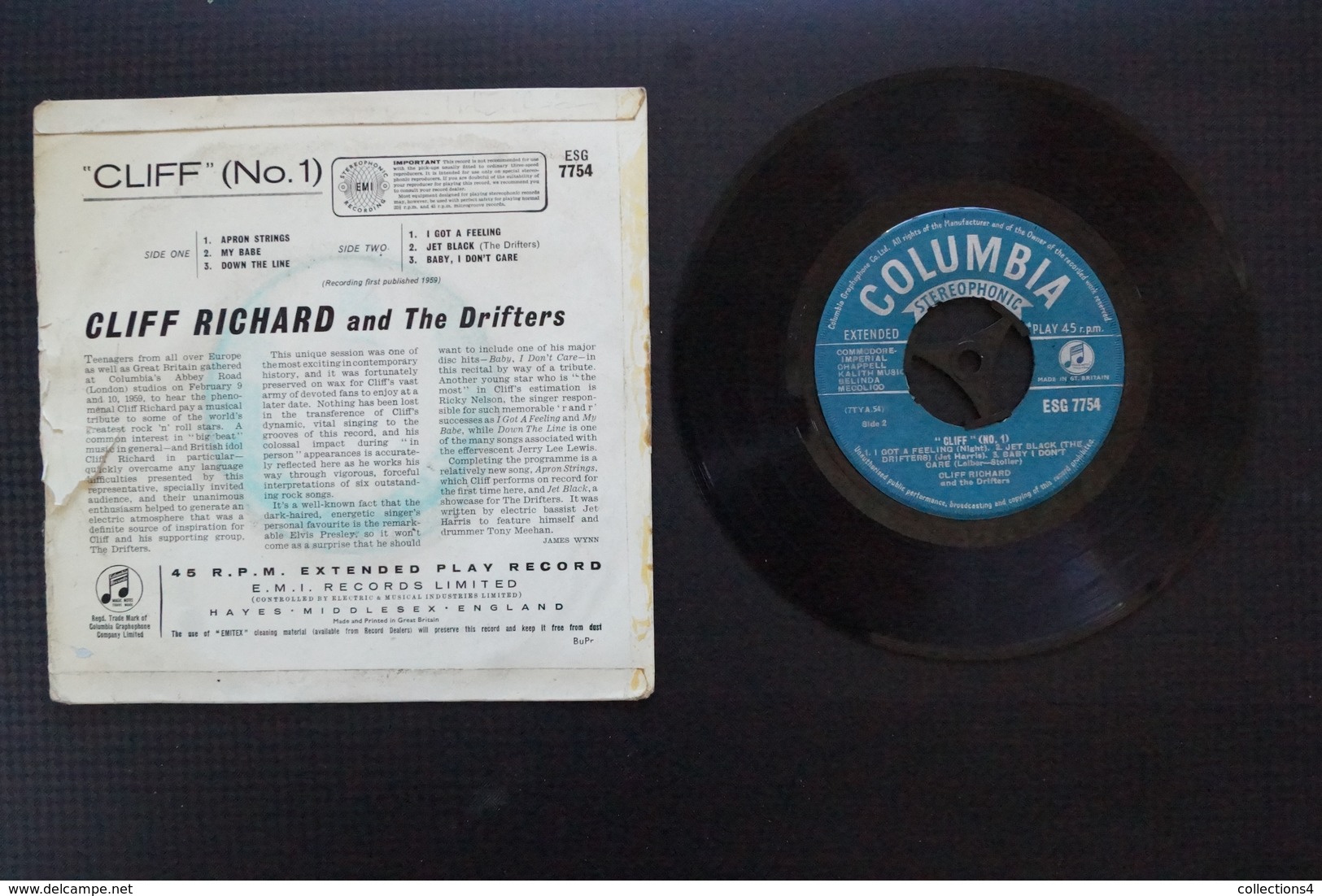 CLIFF RICHARD & DRIFTERS .CLIFF N° 1  RARE EP ANGLAIS 1959 VALEUR + - 45 Rpm - Maxi-Single