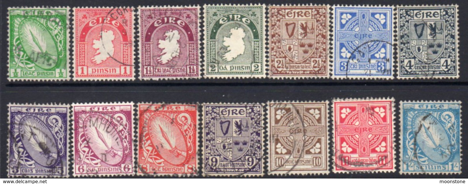 Ireland 1940-68 Definitive Set Of 14 To 1/-, Watermark E, Used, SG 111/22 - Gebruikt