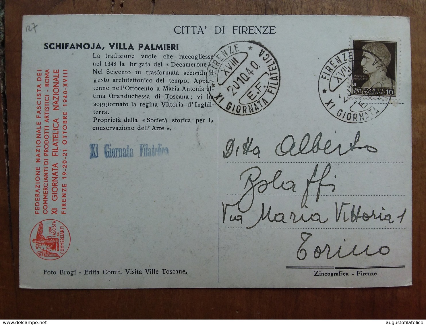 REGNO - Giornata Filatelica Nazionale Firenze 1940 + Spese Postali - Storia Postale