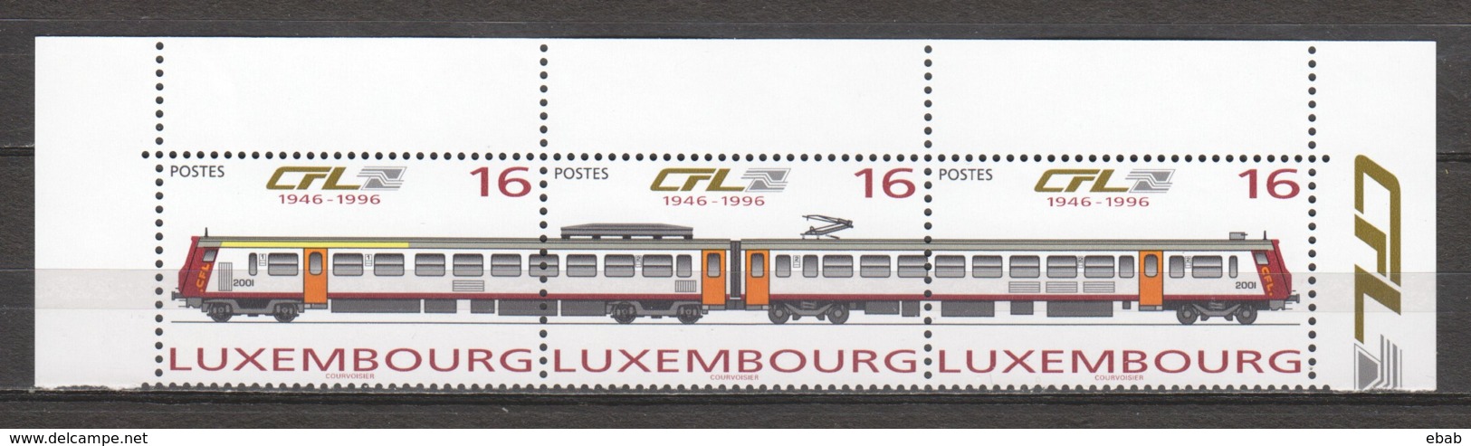 Luxemburg 1996 Mi 1386-1388 In Strip MNH TRAINS - Trains