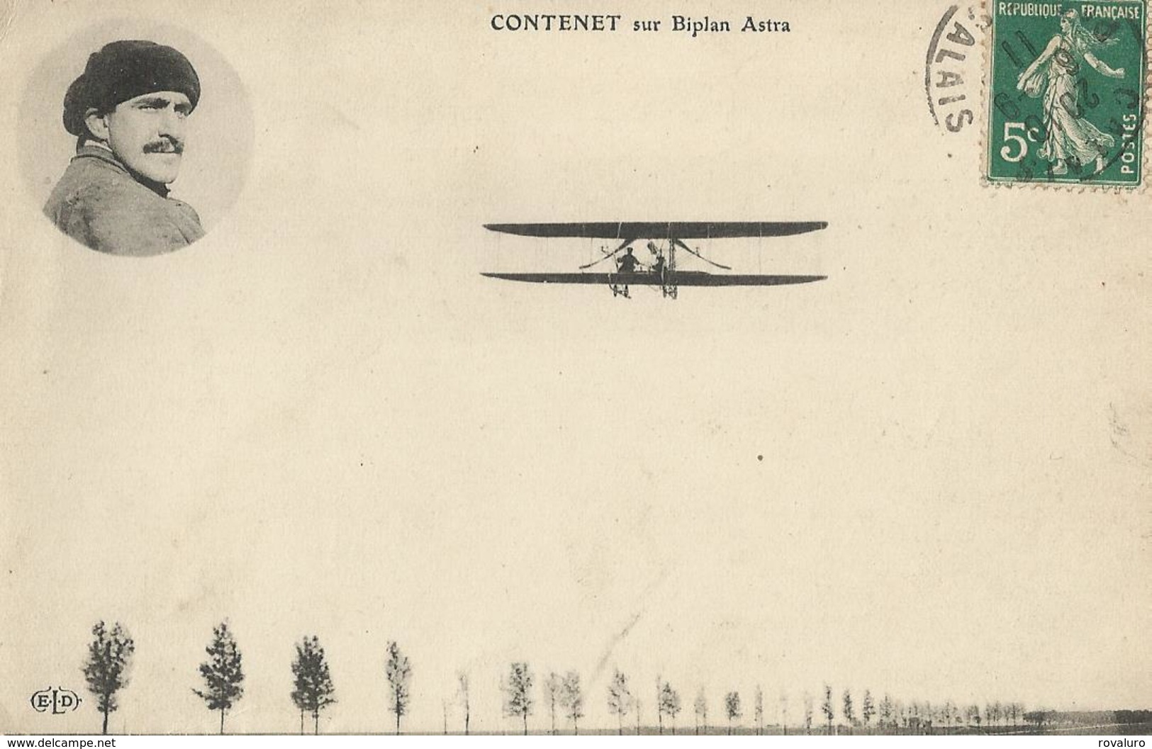 Carte Postale Ancienne Aviateur Contenet Sur Biplan Astra - Aviateurs