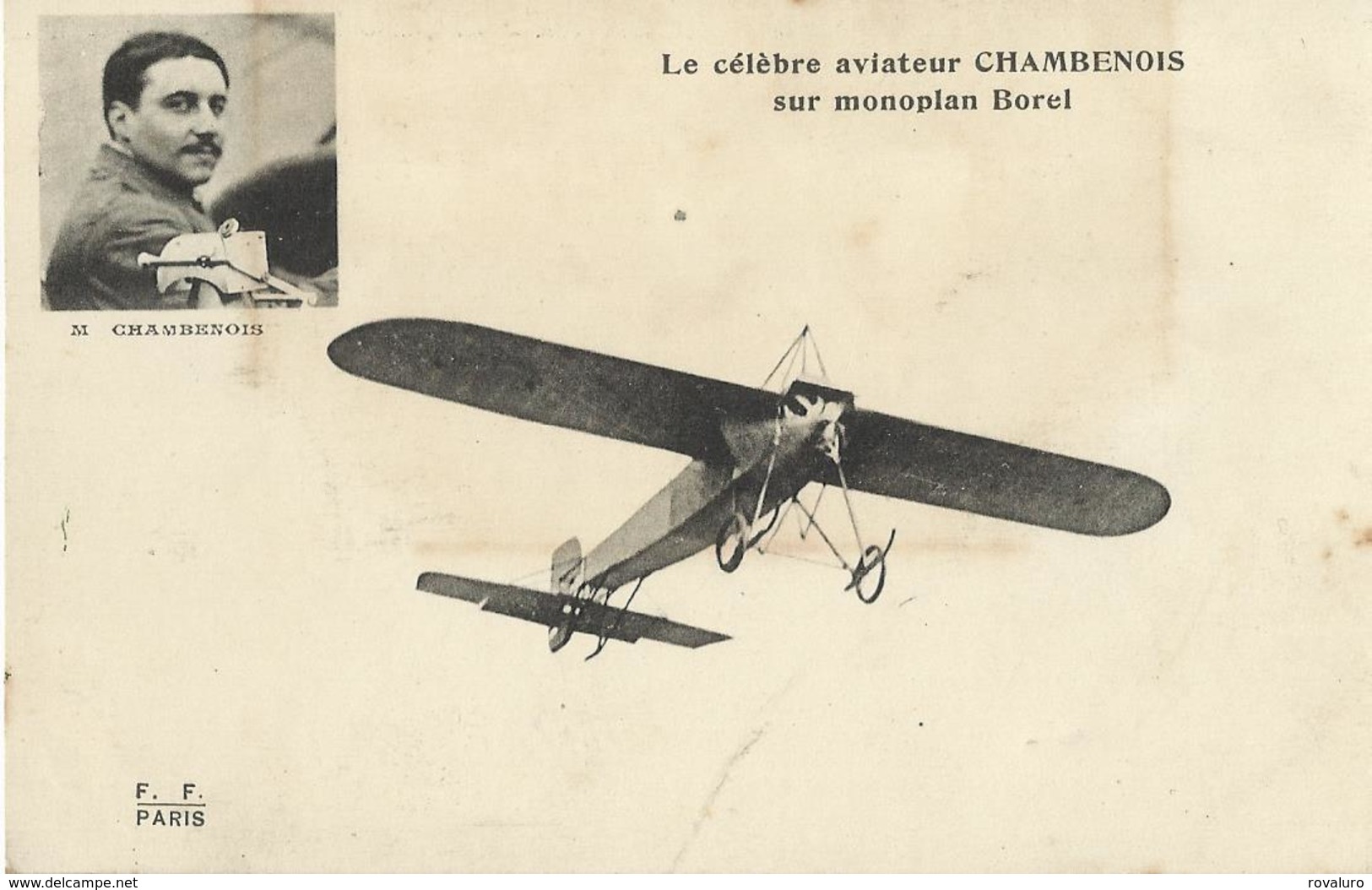 Carte Postale Ancienne Aviateur Chambenois Sur Monoplan Borel - Aviateurs