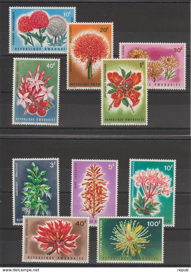 Rwanda 1966 Fleurs 148-157 10 Val ** MNH - Neufs