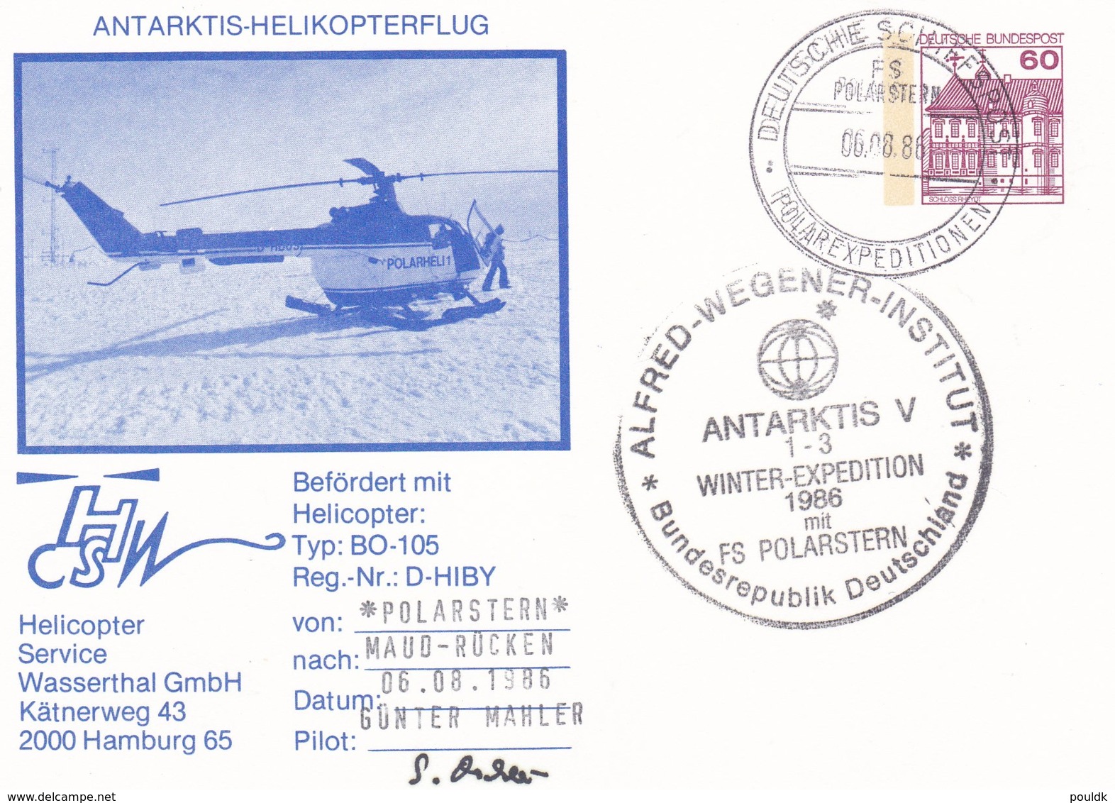 Germany PS Antarktis-Helikopterflug F/S Polarstern Winter Expedition 1986 (G97-52) - Hubschrauber