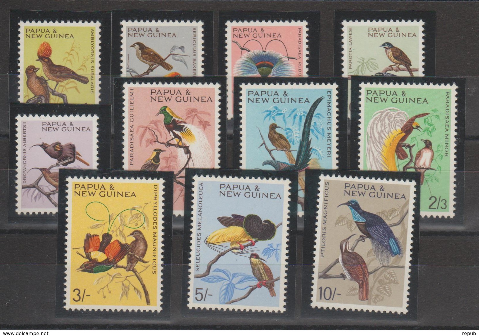 Papouasie Nlle Guinée 1964-65 Oiseaux 62-72 11 Val** MNH - Papouasie-Nouvelle-Guinée