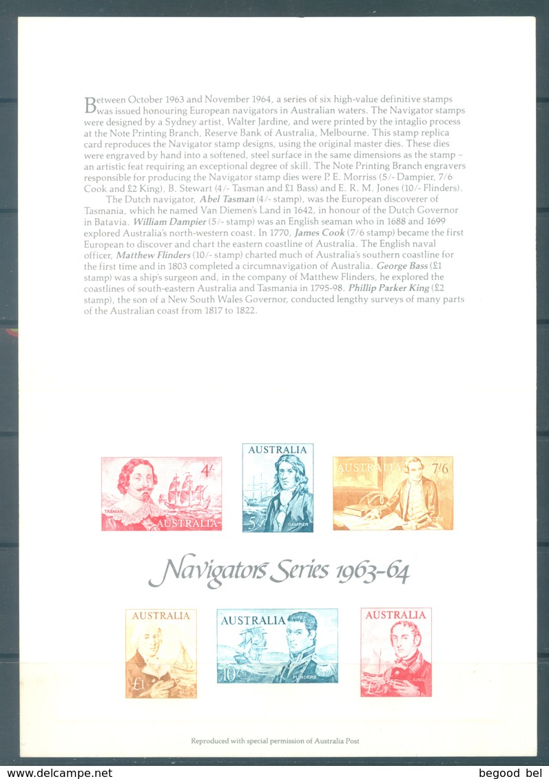 AUSTRALIA - MNH/** - REPLICA CARD # 3 NAVIGATORS SERIES 1963-1964 - Lot 18790 - Proeven & Herdruk