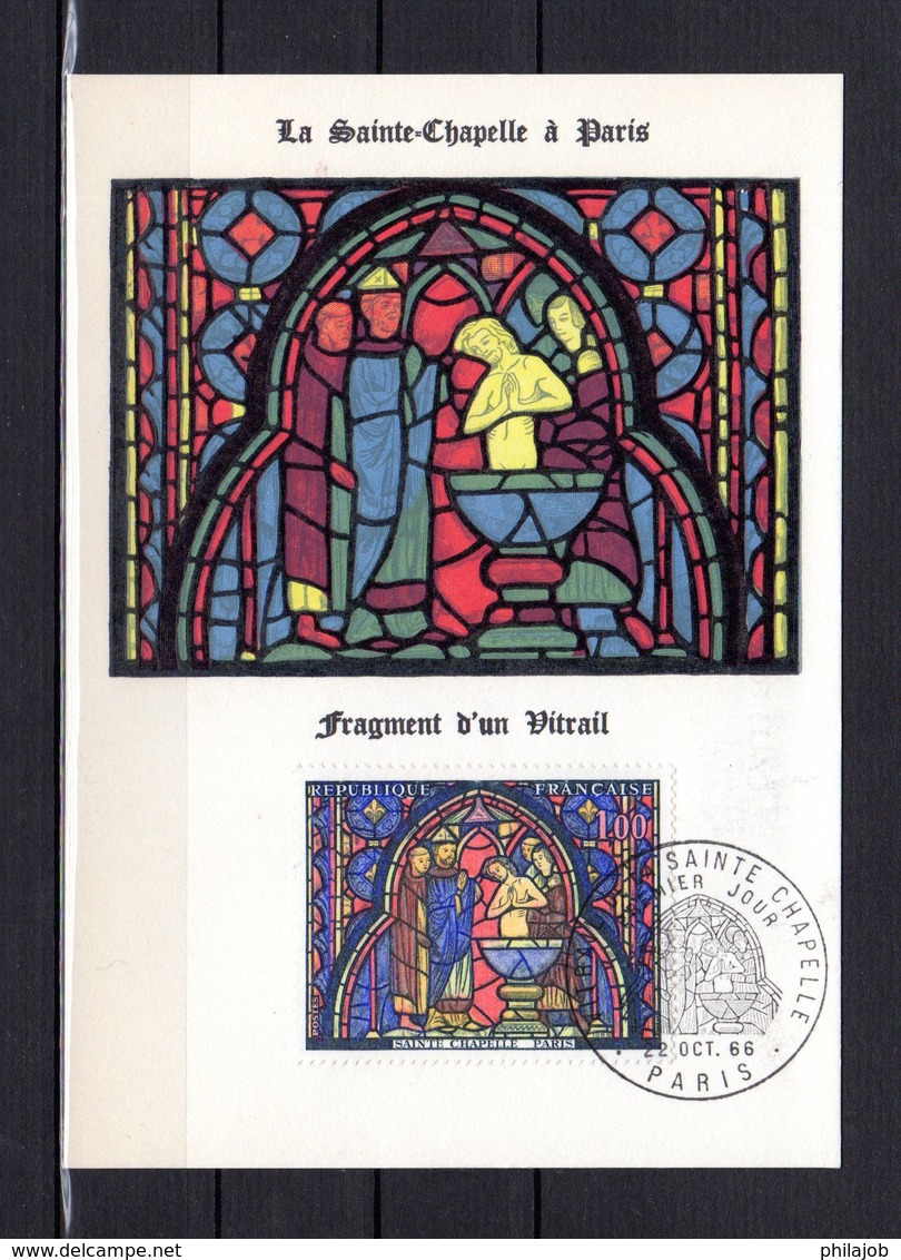 " VITRAIL DE LA SAINTE-CHAPELLE / LE BAPTEME DE JUDAS " Sur Carte Maximum De 1966. N° YT 1492. Parfait état. CM - Glasses & Stained-Glasses