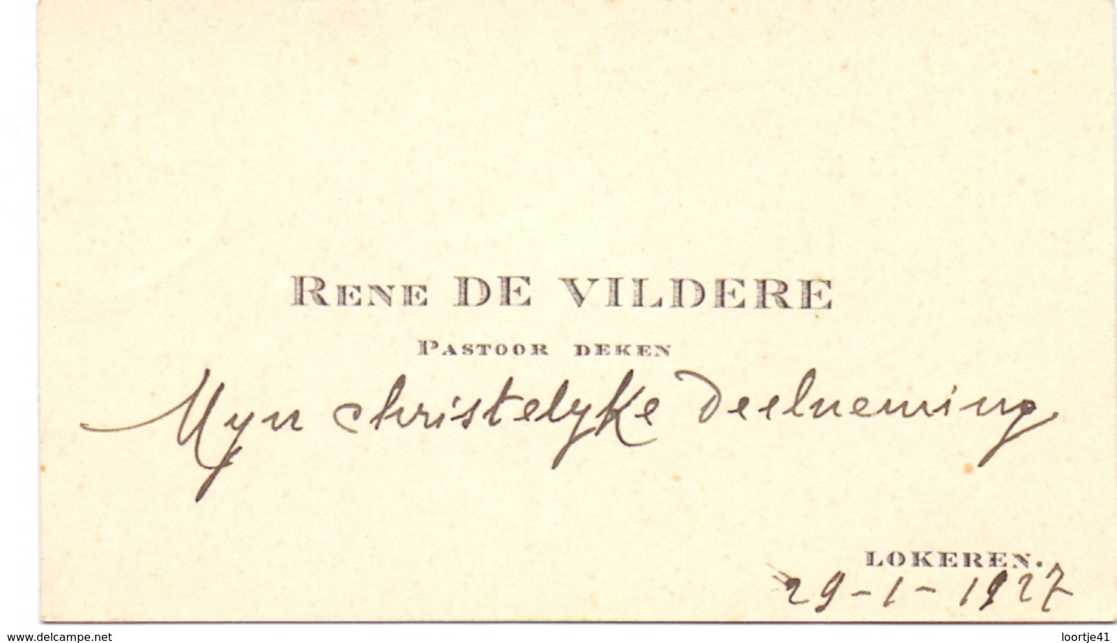 Visitekaartje - Carte Visite - Pastoor Deken Rene De Vildere - Lokeren - Cartoncini Da Visita