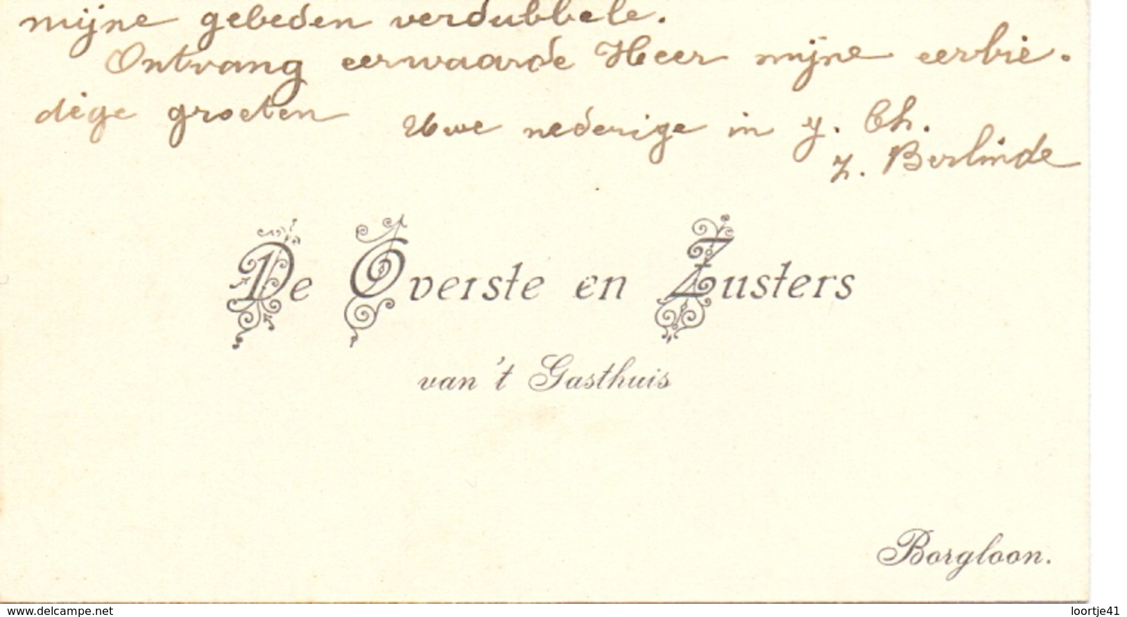 Visitekaartje - Carte Visite - Overste En Zusters Van 't Gasthuis - Borgloon - Visiting Cards