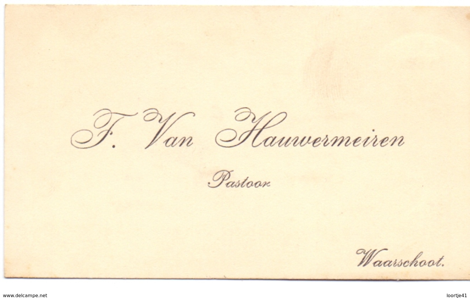 Visitekaartje - Carte Visite - Pastoor F. Van Hauwermeiren - Waarschoot - Cartes De Visite