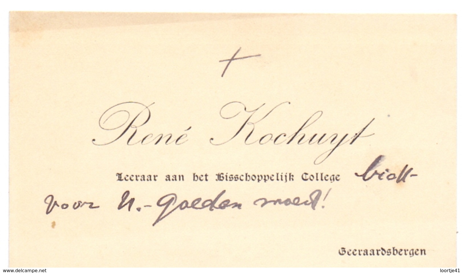 Visitekaartje - Carte Visite - Leraar Bisschoppelijk College Geraardsbergen - Rene Kochuyt - Cartes De Visite