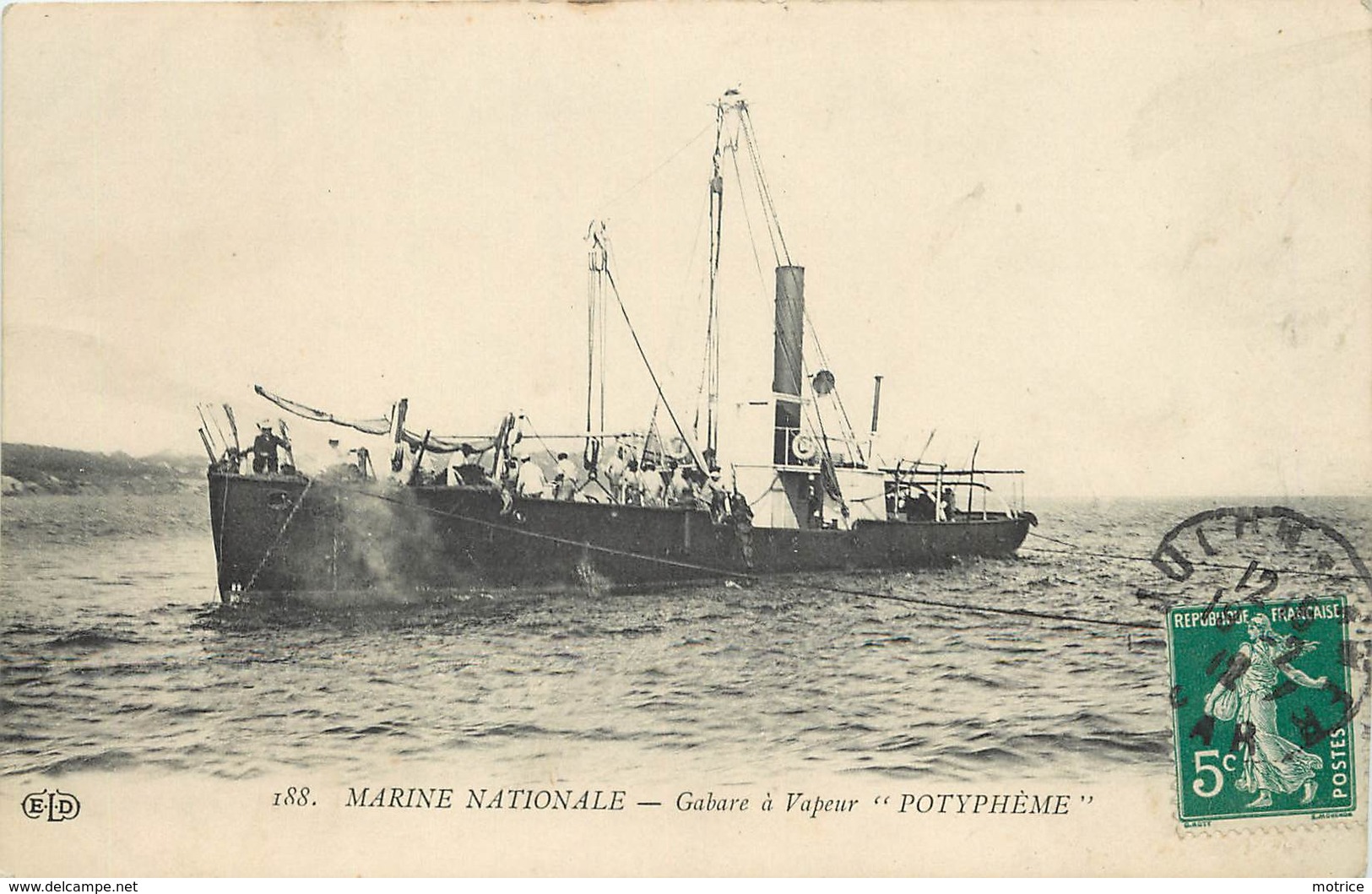 MARINE NATIONALE - Gabare à Vapeur, "Potyphène". (ELD éditeur). - Guerre