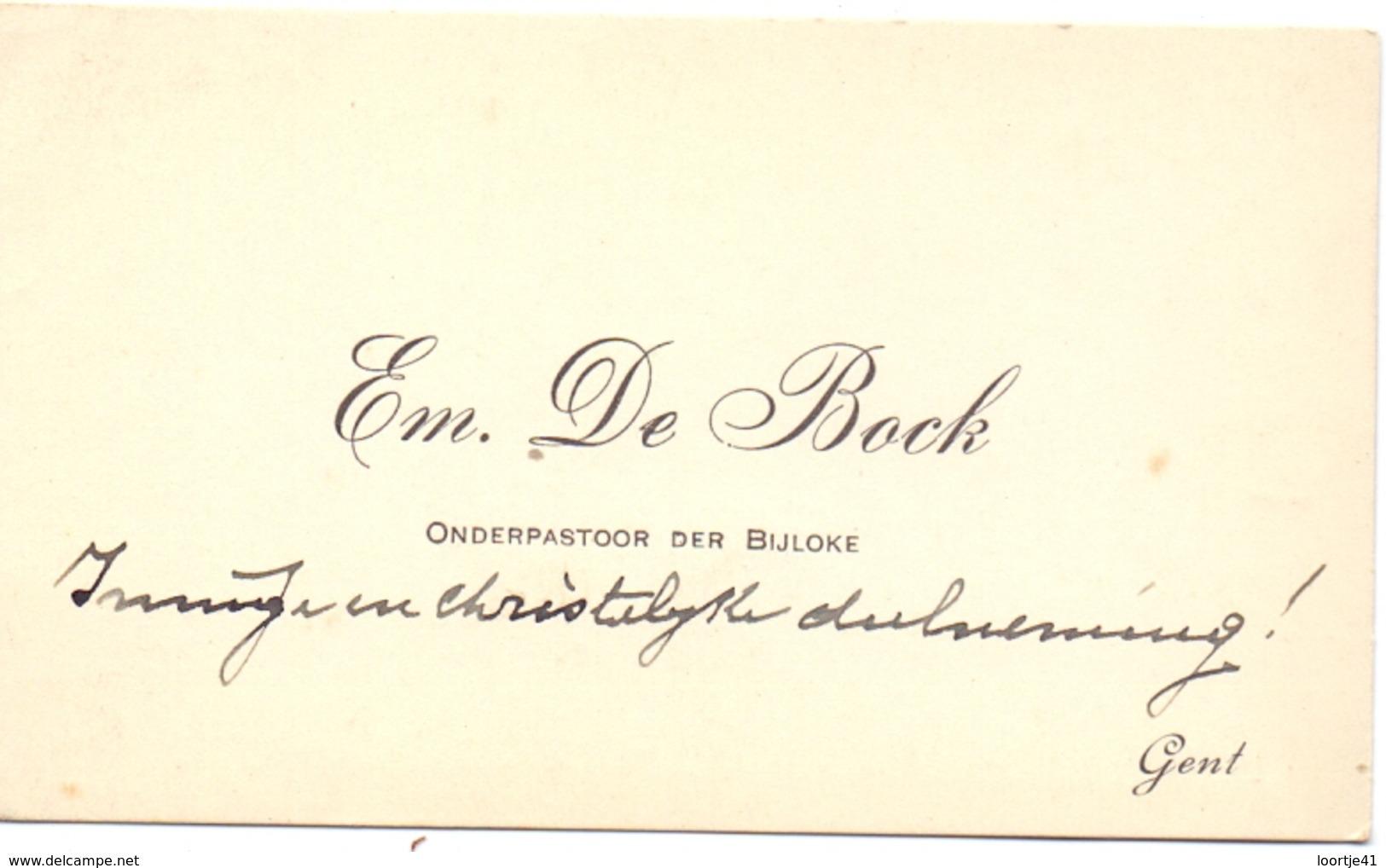 Visitekaartje - Carte Visite - Onderpastoor Bijloke Gent - Em. De Bock - Cartes De Visite