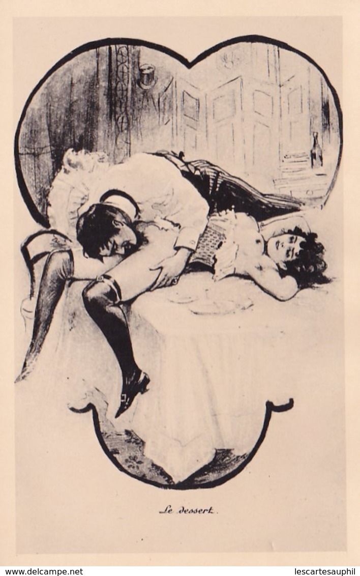 Format Carte Postale Illustrée érotique Classé X Illustrateur ? Scène Pornographique Début 1900 - Collections