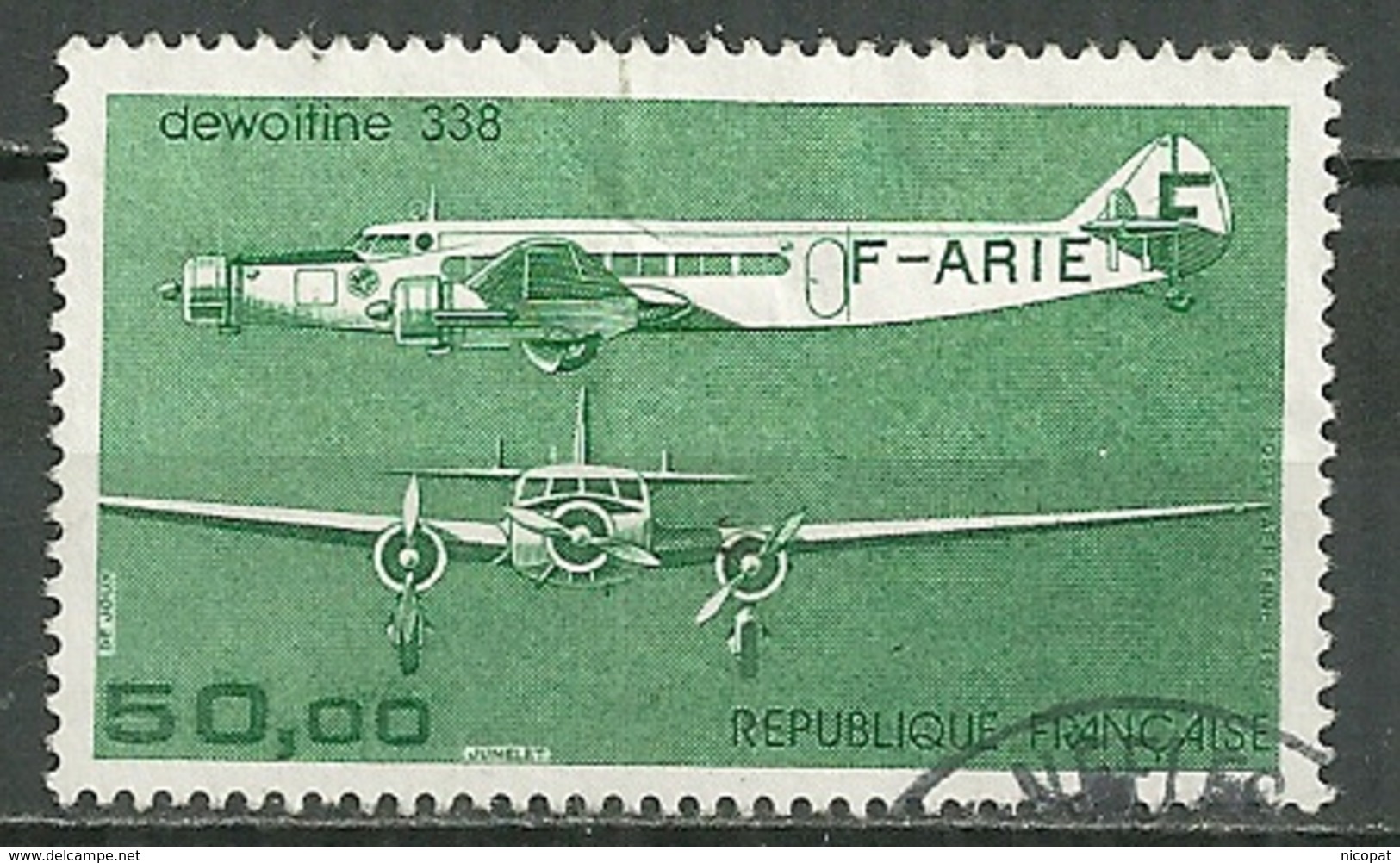 FRANCE Oblitéré 60 Avion Trimoteur Dewoitine 338 - 1960-.... Oblitérés