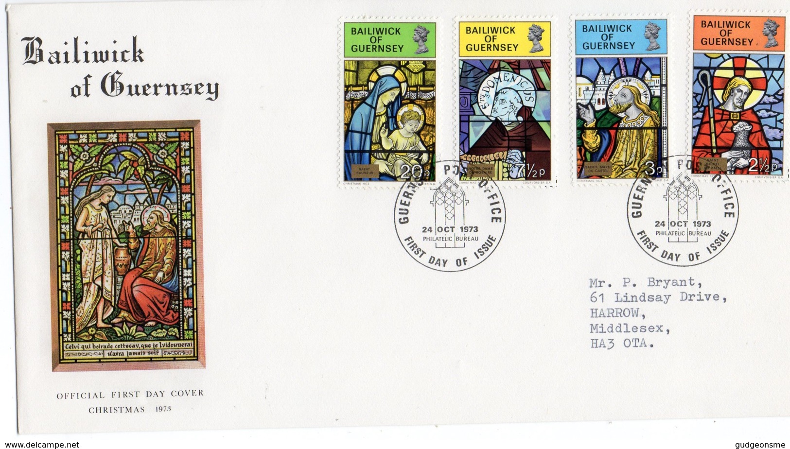 1973 Christmas Set FDC - Guernsey