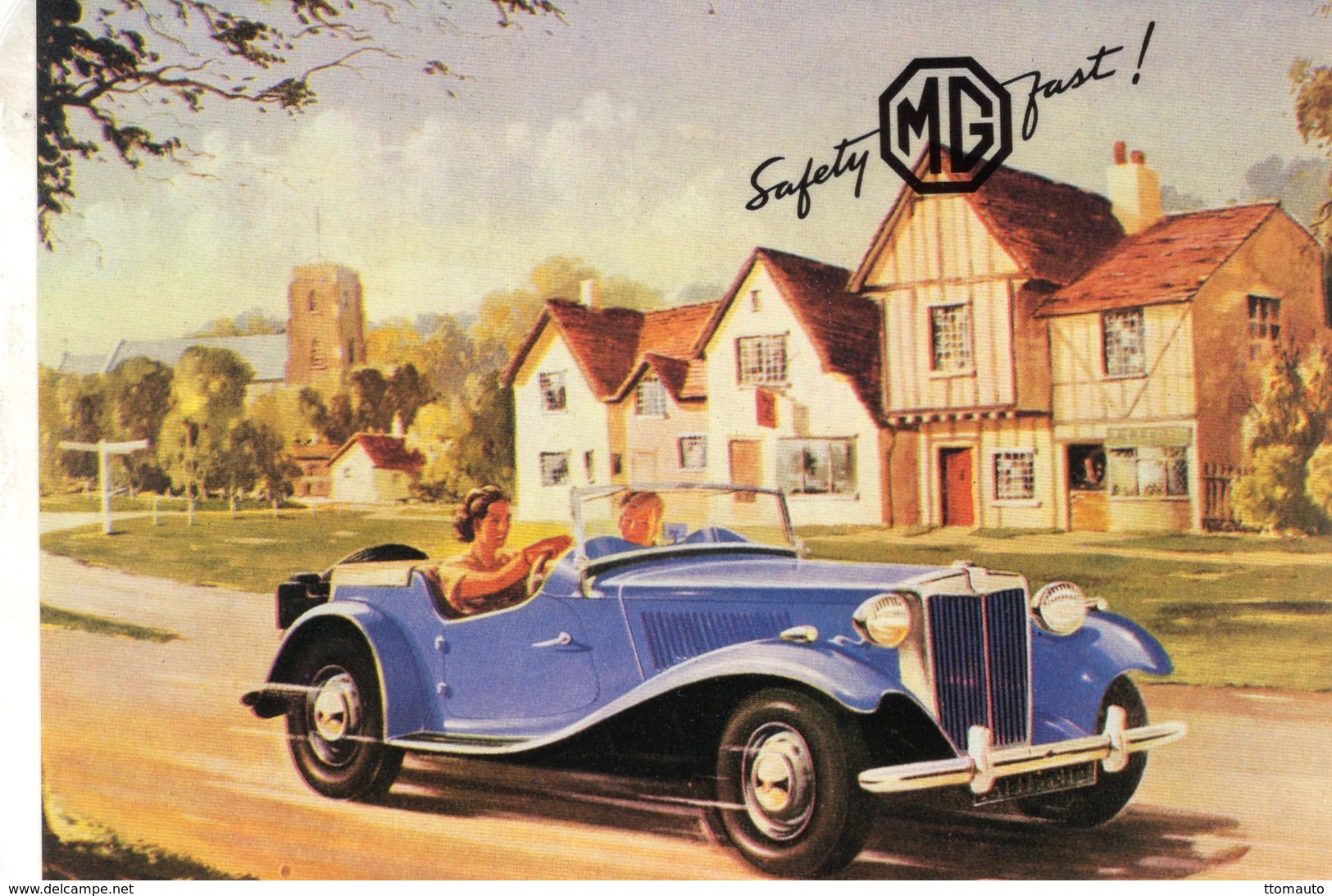 MG  Series TD In  Cotswold Village  -  1951  -  Publicite D'Epoch  -  CPM - Turismo