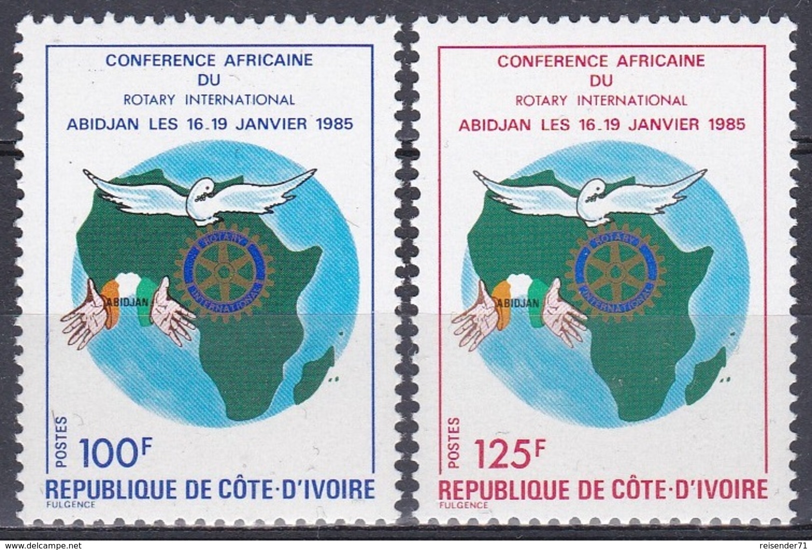 Elfenbeinküste Ivory Coast Cote D'Ivoire 1985 Organisationen Wohlfahrt Social Welfare Rotary, Mi. 845-6 ** - Côte D'Ivoire (1960-...)