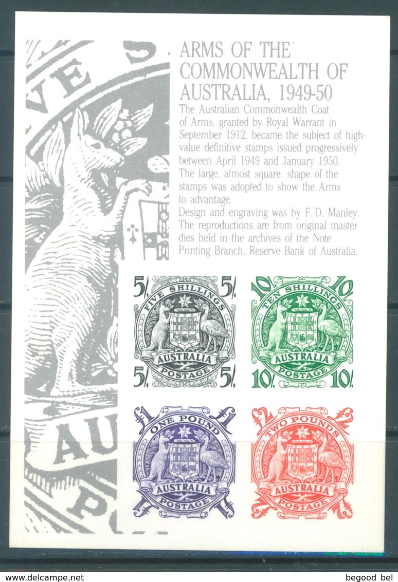 AUSTRALIA - MNH/** - REPLICA CARD # 17 ARMS OF THE COMMONWEALTH 1949-1950 - Lot 18799 - Proeven & Herdruk