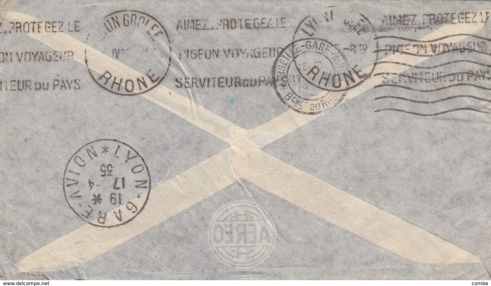 LETTRE. COVER. BRASIL. 1935. POR VIA AEREA. PORTO-ALLEGRE TO LYON FRANCE - Altri & Non Classificati