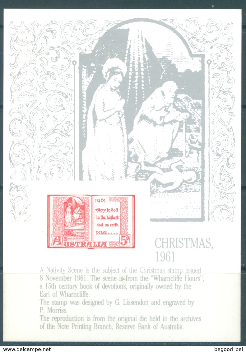 AUSTRALIA - MNH/** - REPLICA CARD # 19 CHRISTMAS 1961 - Lot 18801 - Ensayos & Reimpresiones