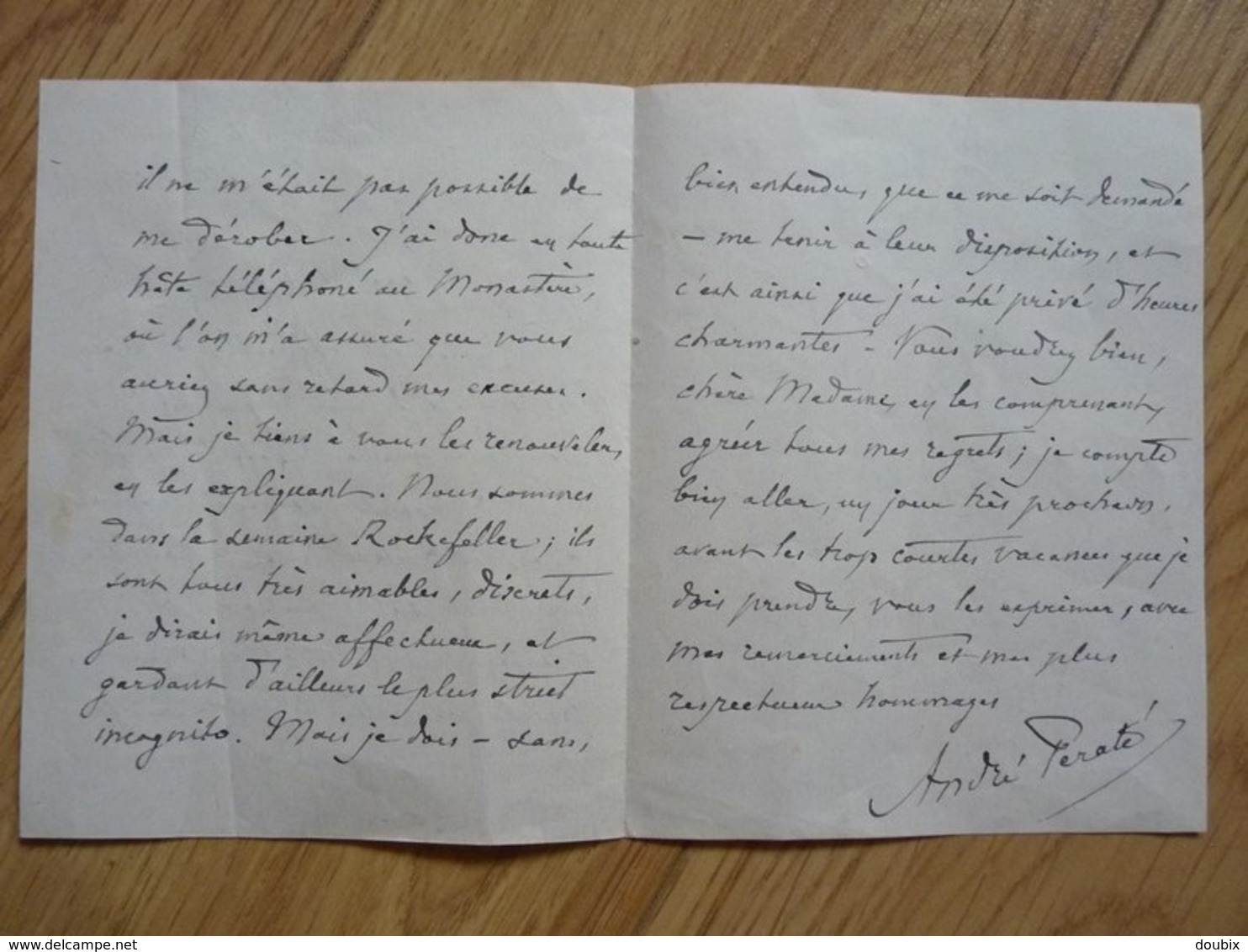 André PERATE (1862-1947) HISTORIEN - Directeur CHATEAU DE VERSAILLES - Autographe - Other & Unclassified