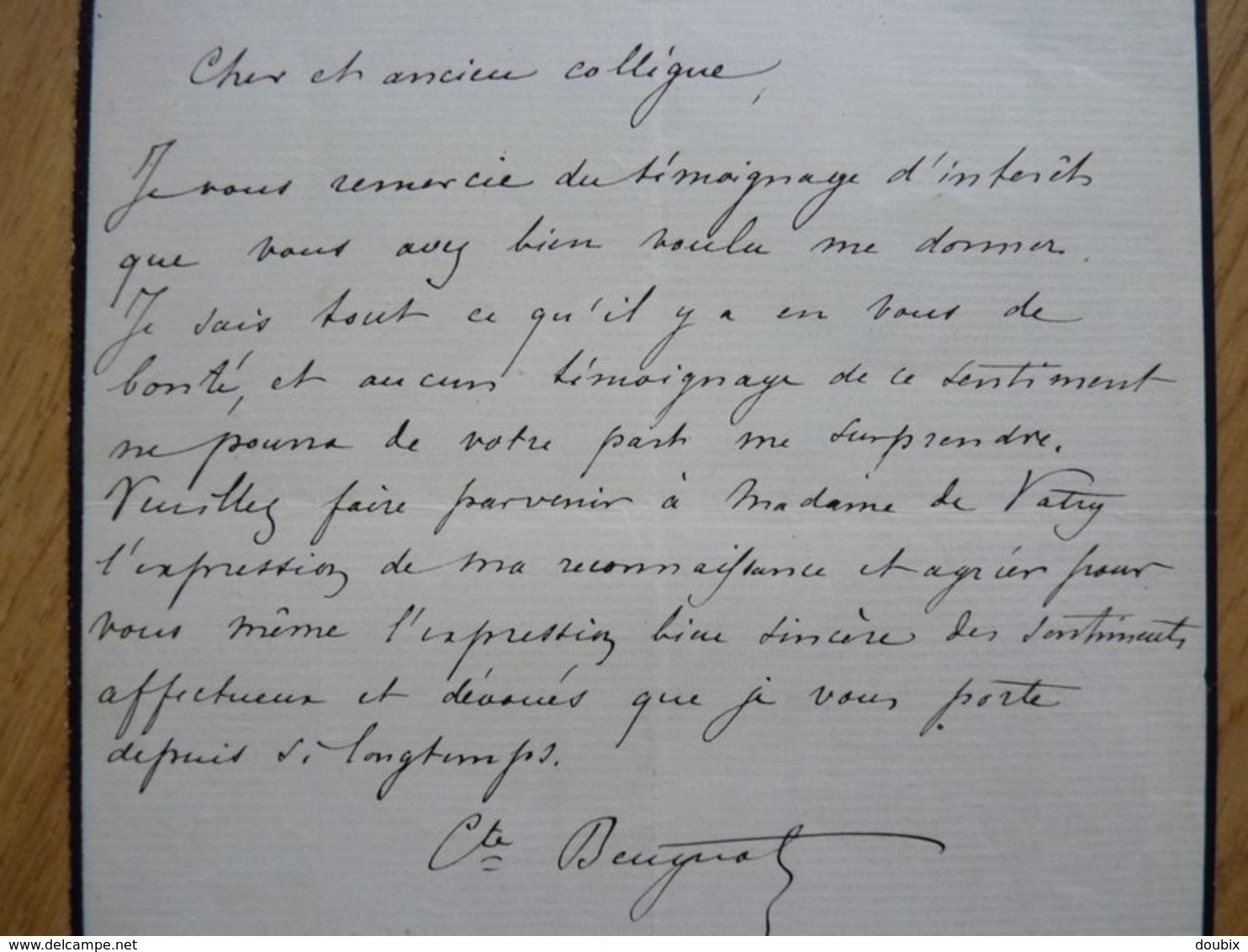 COMTE Arthur BEUGNOT (1797-1865) PAIR De FRANCE. Haute Marne CHAUMONT. ACADEMIE Belles Lettres. AUTOGRAPHE - Otros & Sin Clasificación