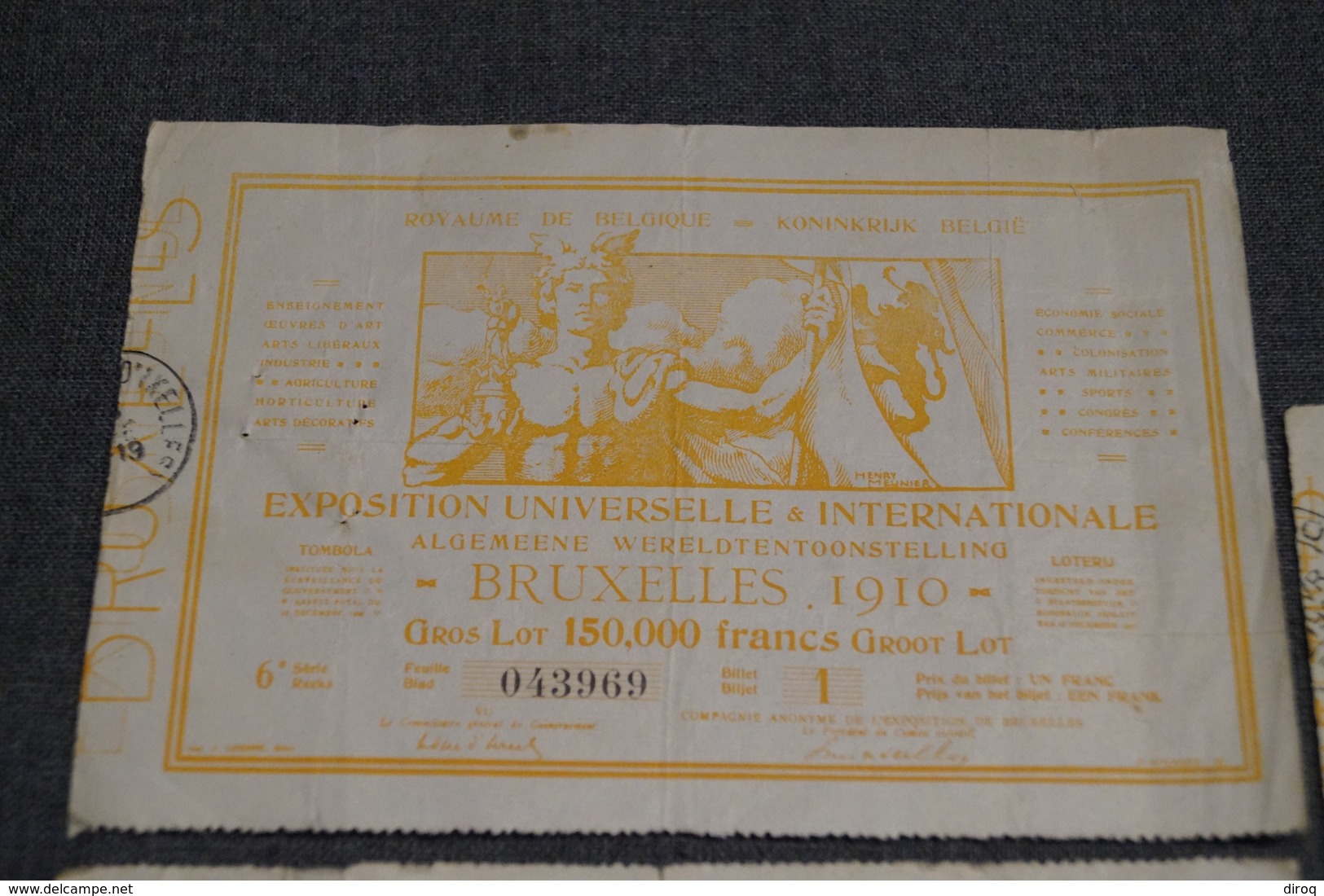 Loterie,exposition Bruxelles 1910 ,lot De 3 Billets,pour Collection - Lotterielose