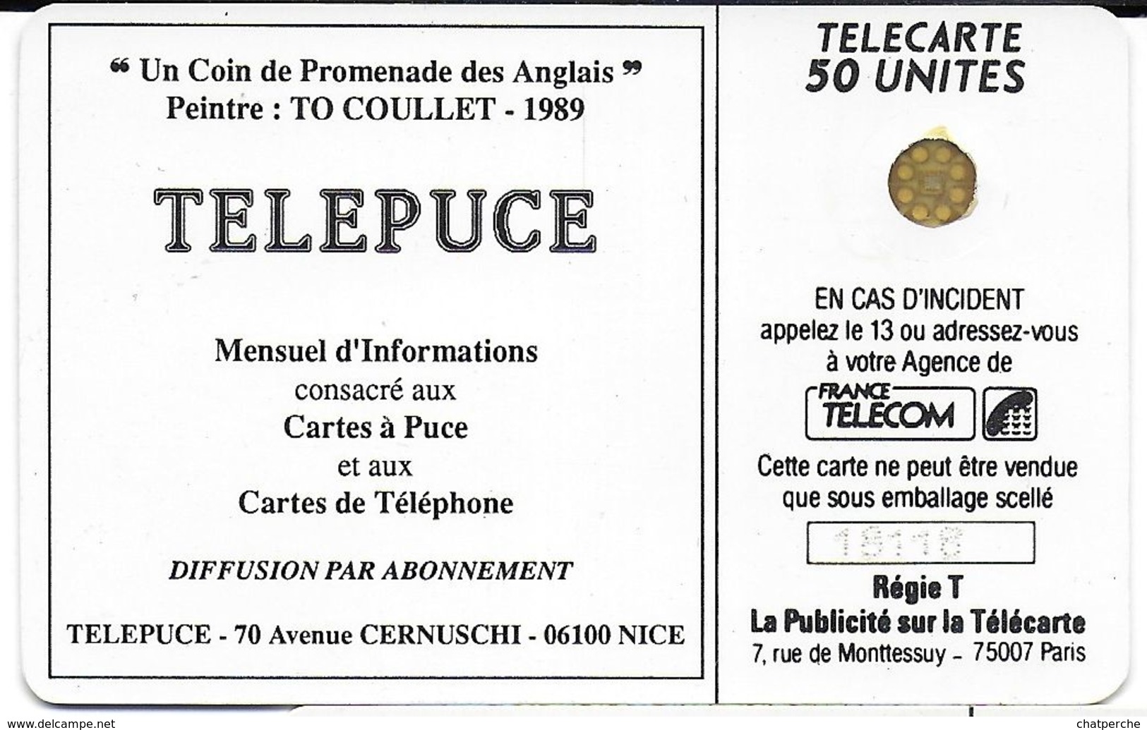 TÉLÉCARTE PHONECARD FRANCE PRIVÉE TELEPUCE PROMENADE DES ANGLAIS  D 340 - Privées