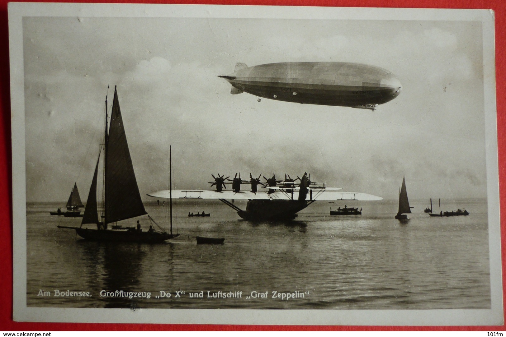 AUSTRIA, BODENSEE GROSSFLUGZEUG  `DO X` UND LUFTSCHIFF `GRAF ZEPPELIN` , DIRIGIBLE AIRSHIP - Dirigeables