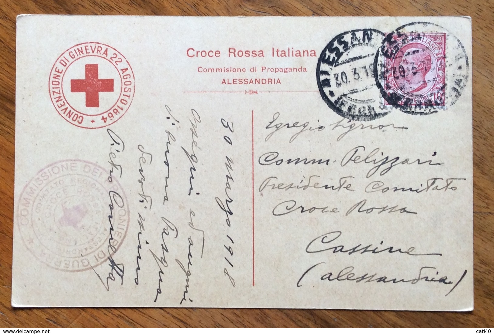 CROCE ROSSA ITALIANA ALESSANDRIA CARTOLINA E TU CROCE DI SAVOIA  CASSINE ALESSANDRIA 30/3/18 - Guerra 1914-18