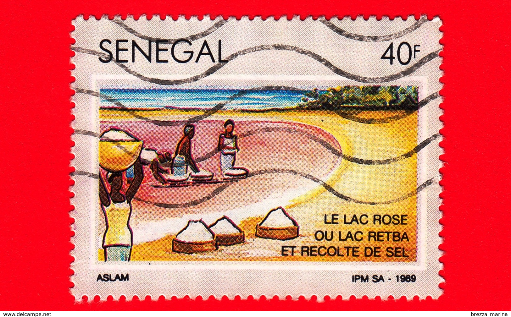 SENEGAL - Usato - 1990 - Attrazioni Turistiche - Raccolta Del Sale Al Lago Retba - 40 - Senegal (1960-...)