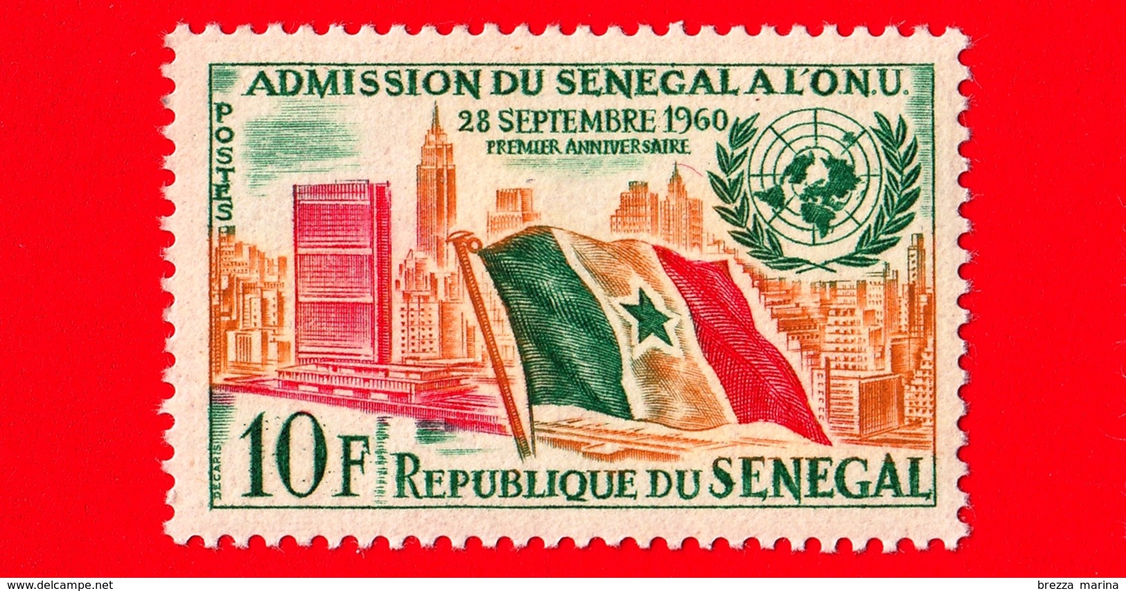 SENEGAL - 1962 - 1 ° Anniversario Dell'ammissione Alle Nazioni Unite (ONU) - Bandiere - 10 - Senegal (1960-...)