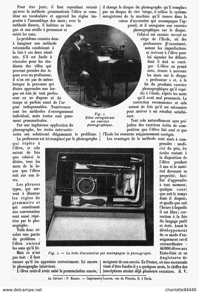 " LE PHONOGRAPHE "  UNE NOUVELLE METHODE D'ENSEIGNEMENT  Des LANGUES     1914 - Autres & Non Classés