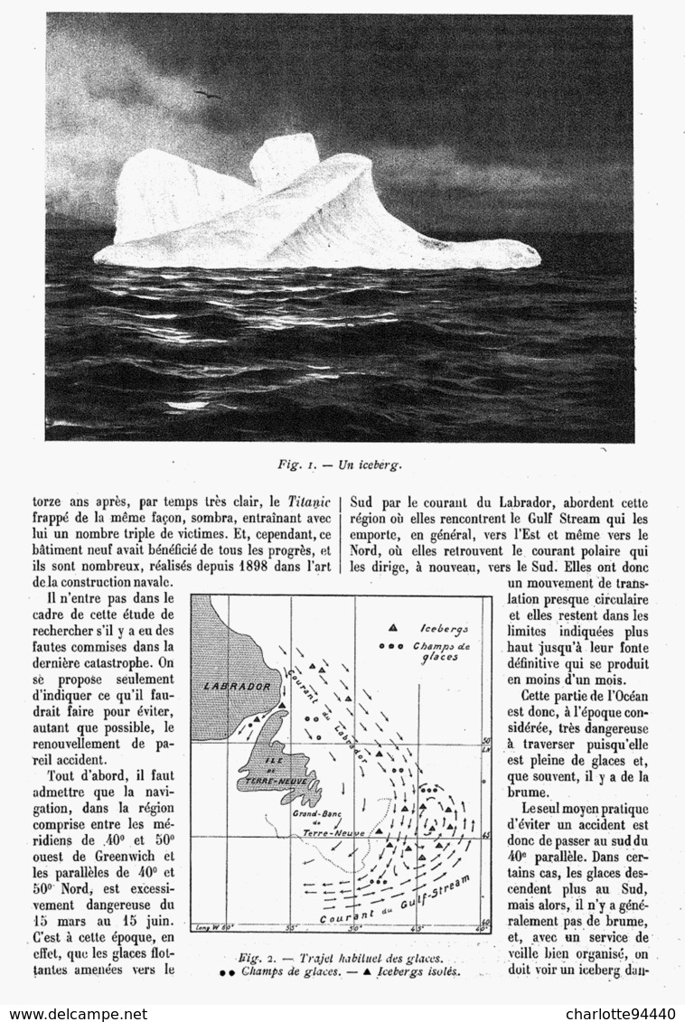 LES GLACES FLOTTANTES Et Les PAQUEBOTS ( Suite Au Naufrage Du TITANIC ) 1914 - Autres & Non Classés