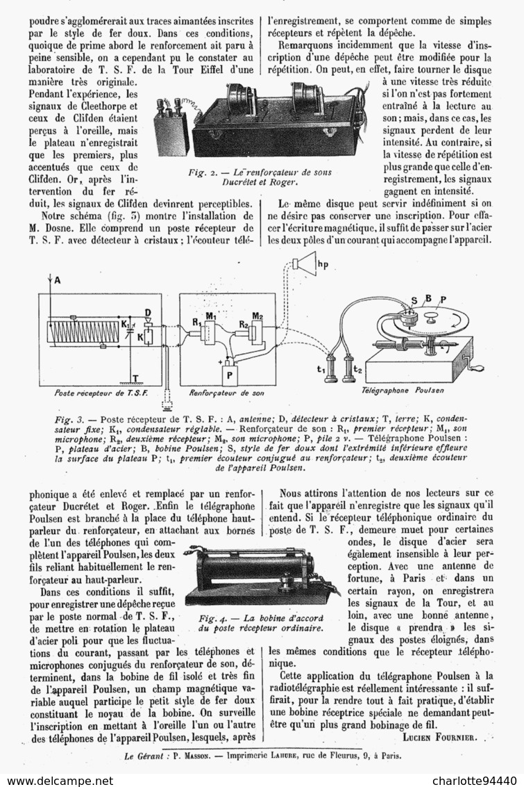 L'ENREGISTREMENT Des RADIO-TELEGRAMMES Par Le TELEGRAPHONE De M. POULSEN    1914 - Autres & Non Classés