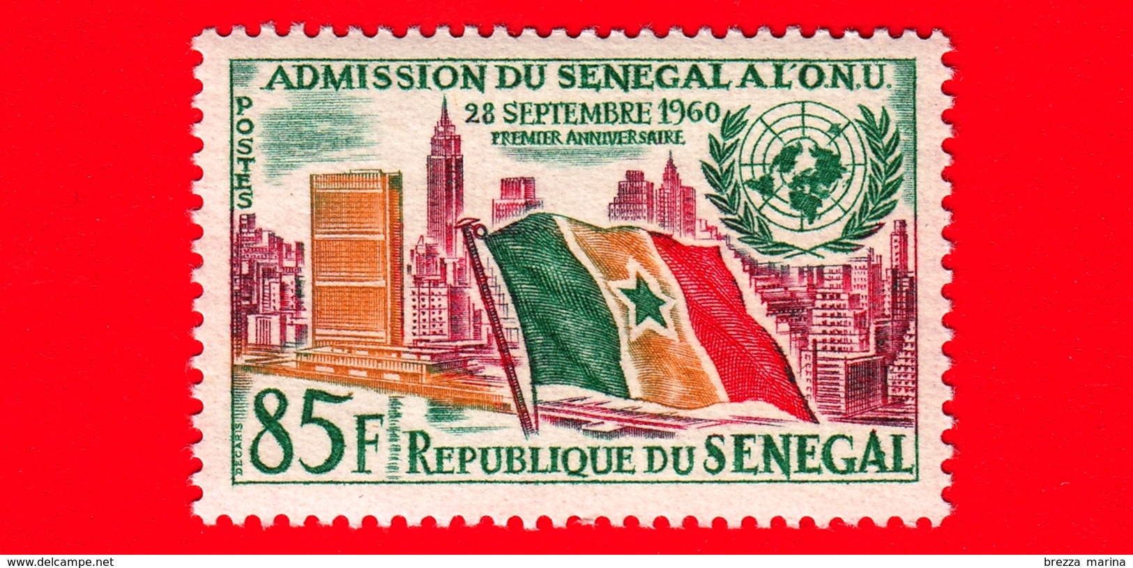 SENEGAL - 1962 - 1 ° Anniversario Dell'ammissione Alle Nazioni Unite (ONU) - Bandiere - 85 - Senegal (1960-...)