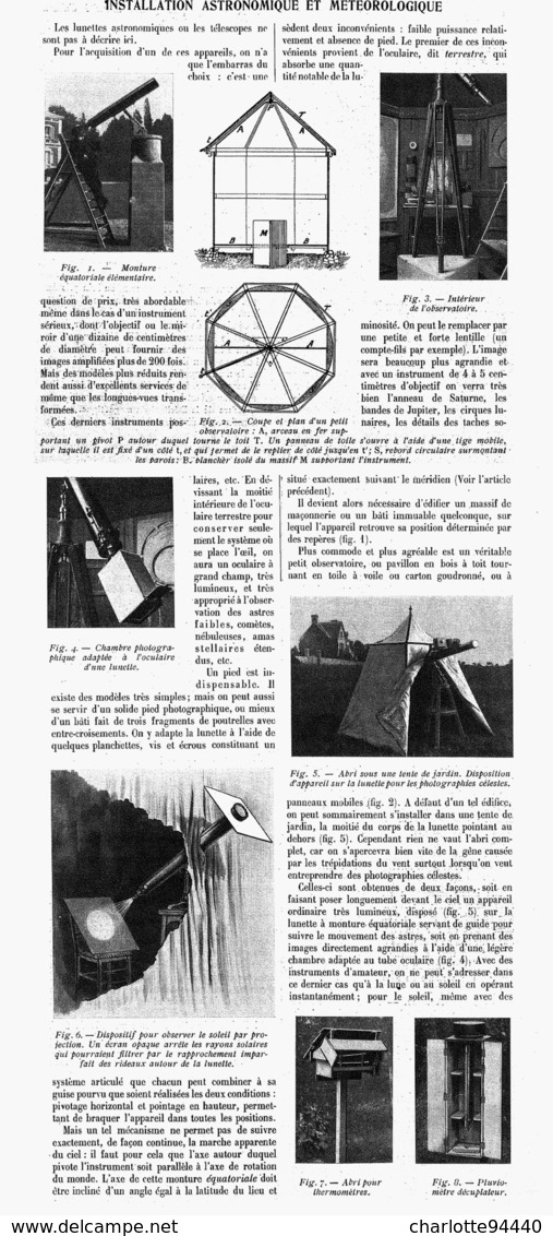 INSTALLATION ASTRONOMIQUE Et METEOROLOGIQUE    1914 - Sterrenkunde