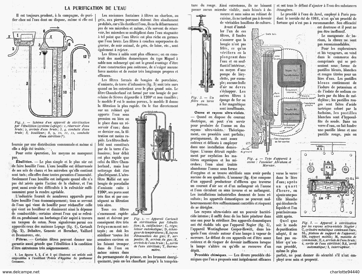 LA PURIFICATION DE L'EAU  1914 - Autres & Non Classés